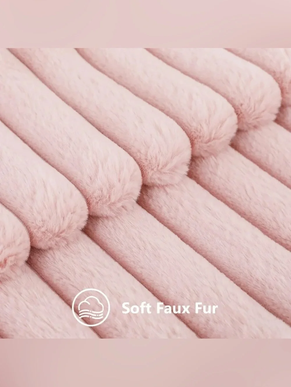 Faux Fur 26x26 Pillow Covers Blush Pink Set Of 2 Luxury Soft Stipe Large 🩷🐰